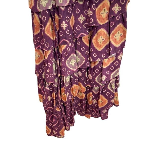 Ulla Johnson Purple and Orange Ruffled Midi Dress - Picture 4 of 9